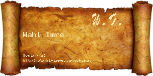 Wahl Imre névjegykártya